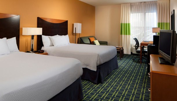 Guest room at Fairfield Inn and Suites Orlando at SeaWorld