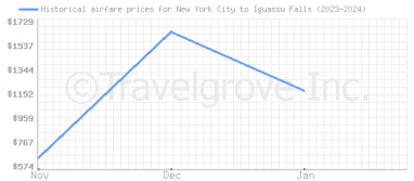 Price overview for flights from New York City to Iguassu Falls